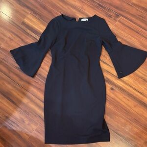 Calvin Klein Elegant Black Flare Sleeve Dress